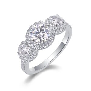 Everyday Moissanite Three-Stone Ring in Sterling Silver