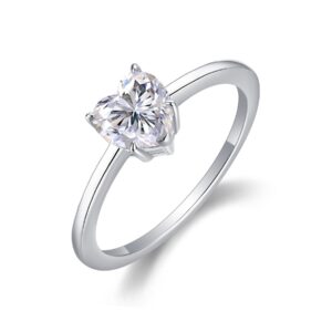 Promise Heart-Cut Moissanite Solitaire Ring in Sterling Silver