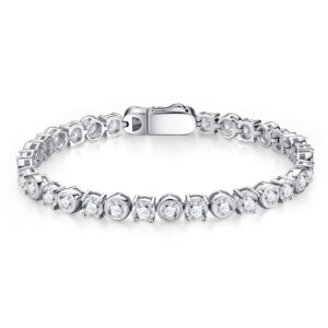 Bezellona Moissanite Tennis Bracelet in Sterling Silver