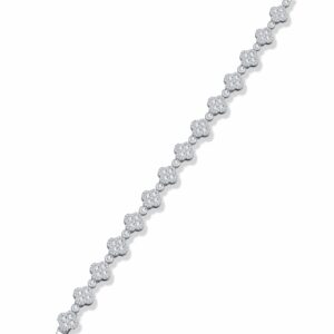 Quadrifogliata Moissanite Tennis Bracelet in Sterling Silver