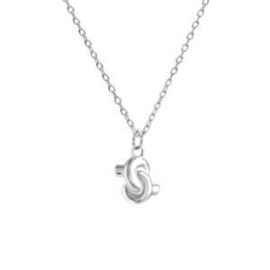 Elegant Knot Heart Pendant Adjustable Chain 925 Sterling Silver and 18K Gold Plated Necklace